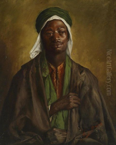 Portrait Of An Oriental Man Oil Painting by Leopold Bara