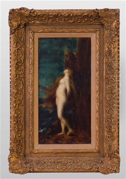 Long Haired Nude Oil Painting by Jean Jacques Henner