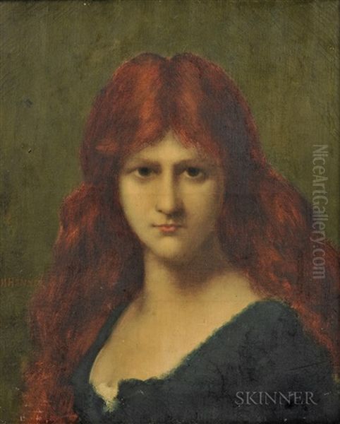 Portrait Of A Redhead Oil Painting by Jean Jacques Henner