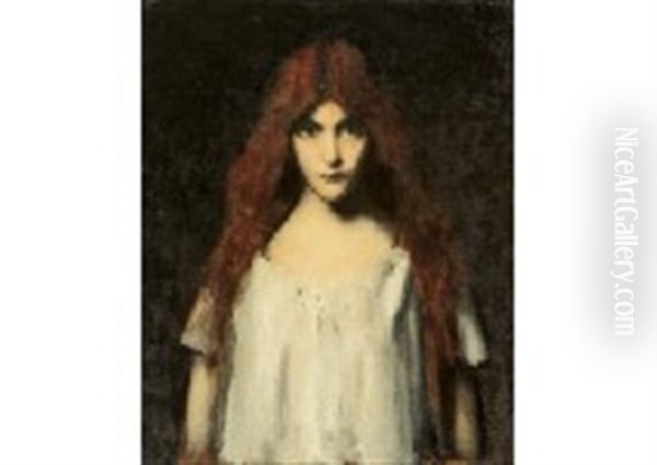 Fille Oil Painting by Jean Jacques Henner