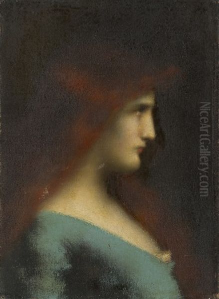 Bildnis Einer Rothaarigen Frau Im Profil Oil Painting by Jean Jacques Henner