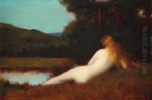 Baigneuse Nue Au Bord De L'eau Oil Painting by Jean Jacques Henner