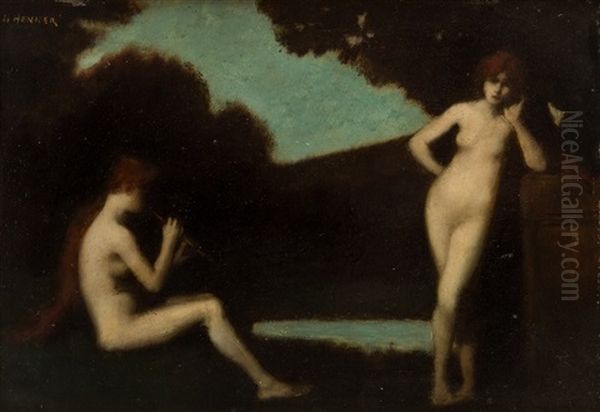 Les Baigneuses Oil Painting by Jean Jacques Henner