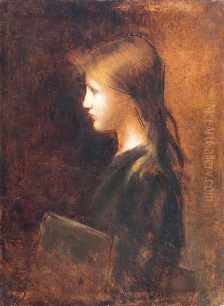 L'ecoliere Oil Painting by Jean Jacques Henner