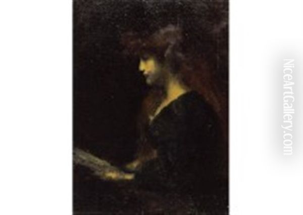 Reading Oil Painting by Jean Jacques Henner