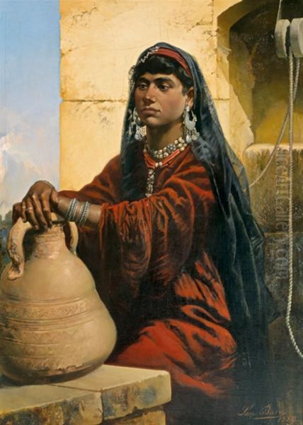 Egyptienne A La Cruche Oil Painting by Leopold Bara