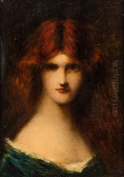 Portrait Of A Young Beauty Oil Painting by Jean Jacques Henner