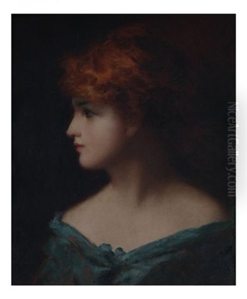 Female Portrait Oil Painting by Jean Jacques Henner