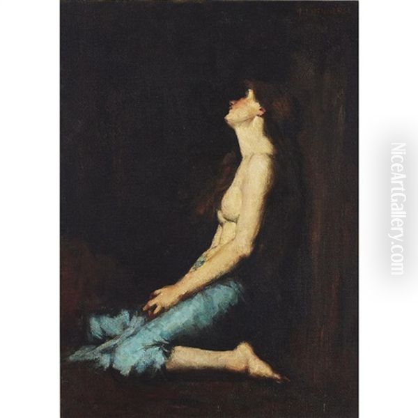 Solitude (la Magdeleine) Oil Painting by Jean Jacques Henner