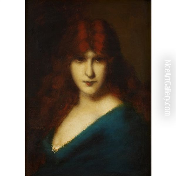 Auburn Beauty Oil Painting by Jean Jacques Henner