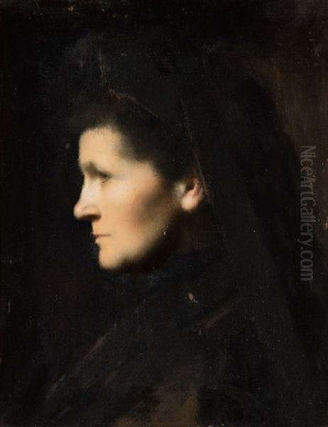 Portrait De Mme Camille Wetzel Oil Painting by Jean Jacques Henner