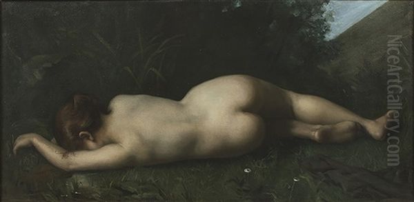 Nymphe Endormie Oil Painting by Jean Jacques Henner