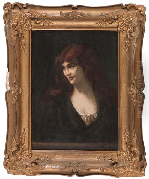 Portrait Of A Red-haired Woman Oil Painting by Jean Jacques Henner