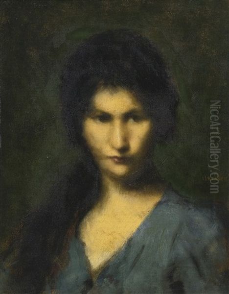 Portrait Of A Young Woman Oil Painting by Jean Jacques Henner