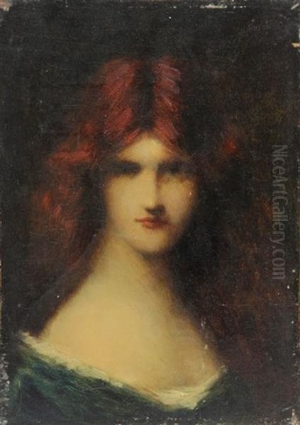 Portrait Of A Young Beauty Oil Painting by Jean Jacques Henner