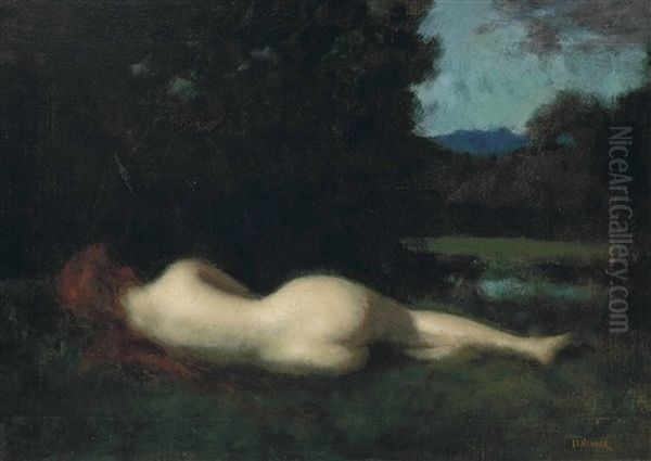 Nymphe Couchee. Grand Replique Oil Painting by Jean Jacques Henner