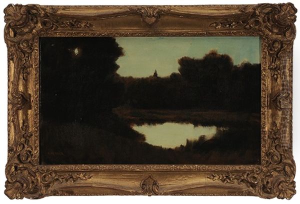 Landscape With Pond Oil Painting by Jean Jacques Henner