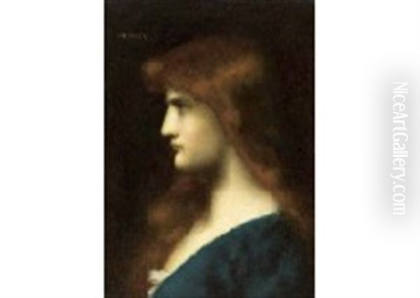 Profil De Femme Oil Painting by Jean Jacques Henner