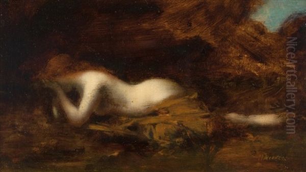 Femme Nue Allongee Oil Painting by Jean Jacques Henner