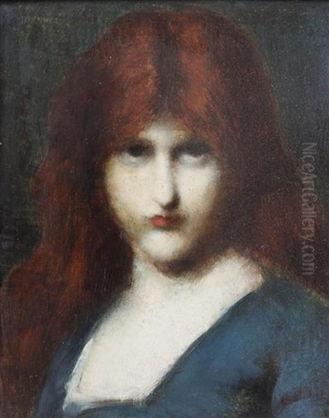 Portrait Of A Girl Oil Painting by Jean Jacques Henner