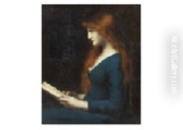 Portrait Of Woman Oil Painting by Jean Jacques Henner