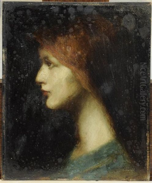 Portrait De Jeune Femme A La Chevelure Rousse Oil Painting by Jean Jacques Henner