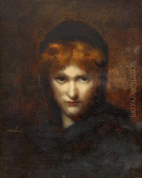 Mysterious Woman Oil Painting by Jean Jacques Henner