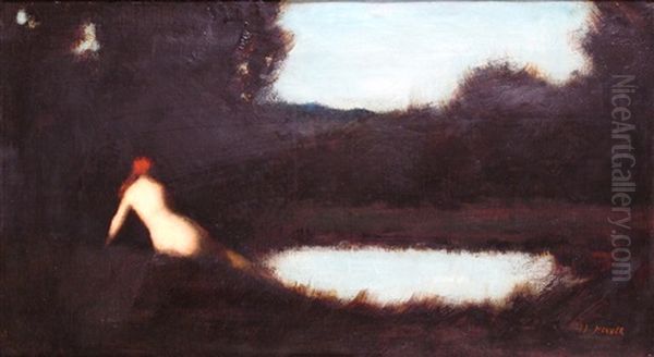 Femme Vue Dans Un Paysage Oil Painting by Jean Jacques Henner