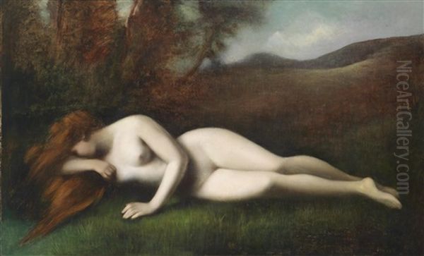 Schlafende Nymphe Oil Painting by Jean Jacques Henner