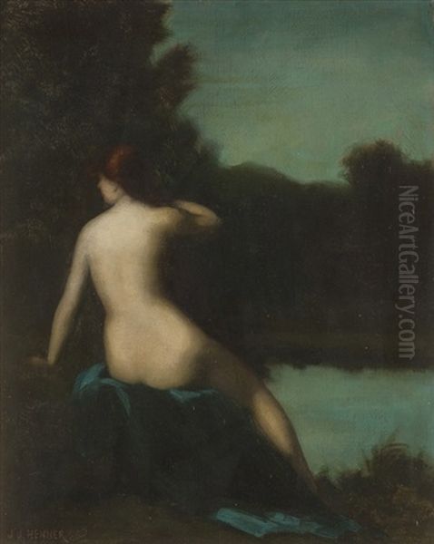 Baigneuse Assise Oil Painting by Jean Jacques Henner