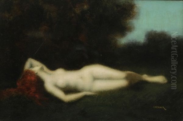 Nu Couche Dans La Foret Oil Painting by Jean Jacques Henner