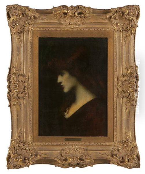 Portrait Of A Red-headed Woman Oil Painting by Jean Jacques Henner