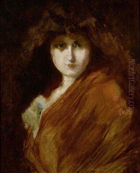 Damenportrat Oil Painting by Jean Jacques Henner