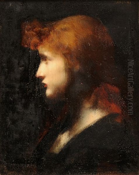 Damenportrait Im Linksprofil Oil Painting by Jean Jacques Henner