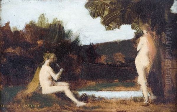 Deux Flutistes Oil Painting by Jean Jacques Henner