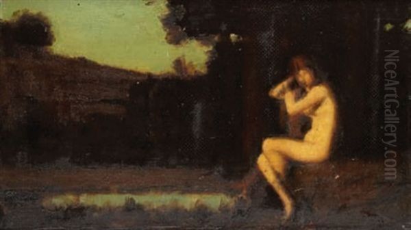 Jeune Femme Au Bord De L'eau Oil Painting by Jean Jacques Henner