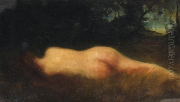 Nu Couche De Dos Oil Painting by Jean Jacques Henner