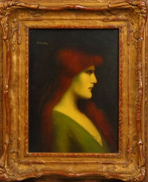 Young Woman With Red Hair Oil Painting by Jean Jacques Henner