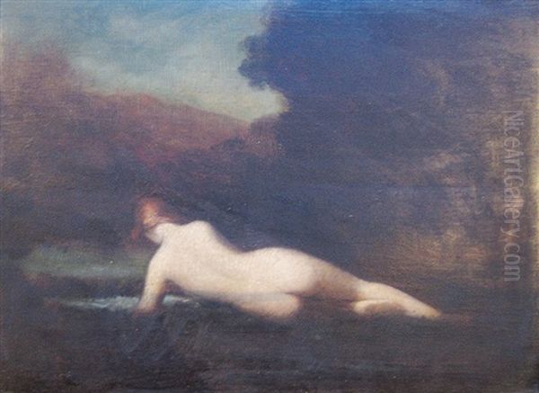 Figure Couchee Ou Reverie Oil Painting by Jean Jacques Henner