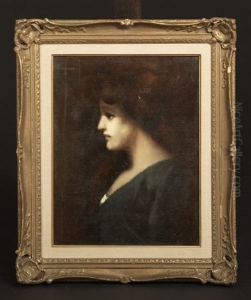 Portrait Of An Auburn-haired Girl (study) Oil Painting by Jean Jacques Henner