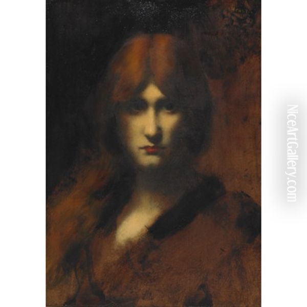 Sandra Oil Painting by Jean Jacques Henner