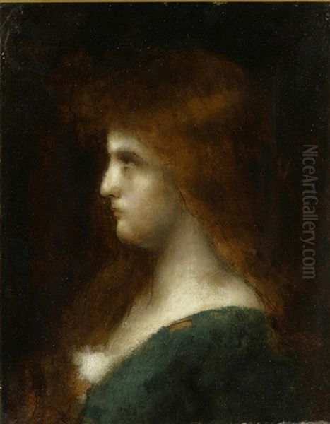 Profil De Jeune-femme Oil Painting by Jean Jacques Henner