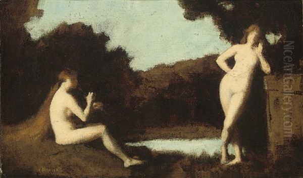 Les Baigneuses Oil Painting by Jean Jacques Henner