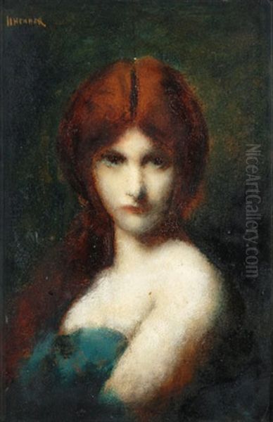 Damenportrait Oil Painting by Jean Jacques Henner