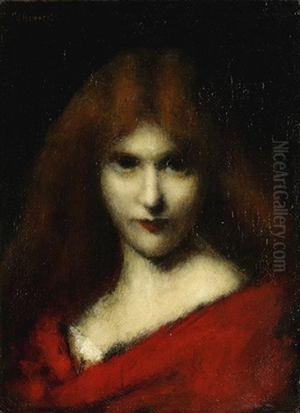 Portrait Of Woman Oil Painting by Jean Jacques Henner