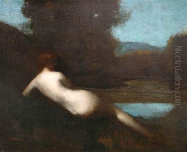 Baigneuse Dans Un Paysage Oil Painting by Jean Jacques Henner