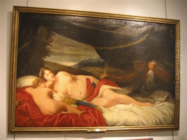 Cupid And Psyche Oil Painting by Jean Jacques Henner