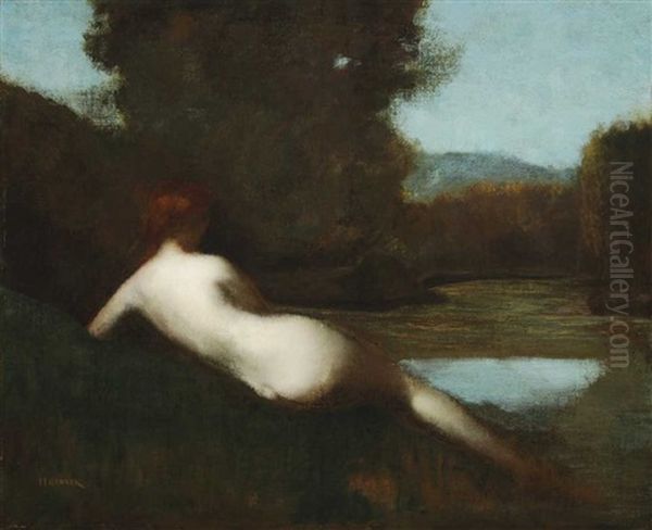 Nu Au Repos Dans Un Paysage Oil Painting by Jean Jacques Henner