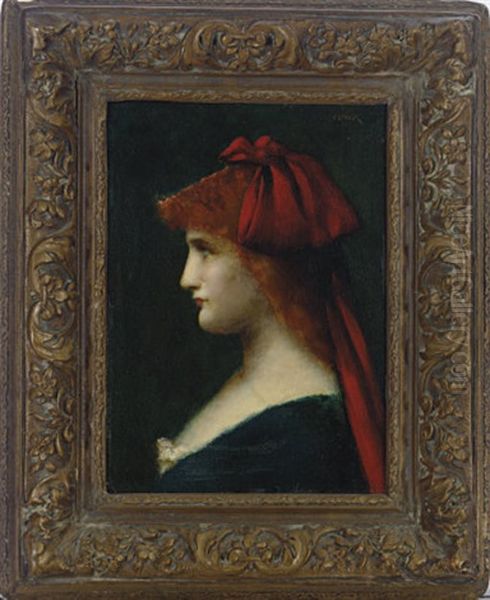 Portrait Of A Woman In Profile Oil Painting by Jean Jacques Henner