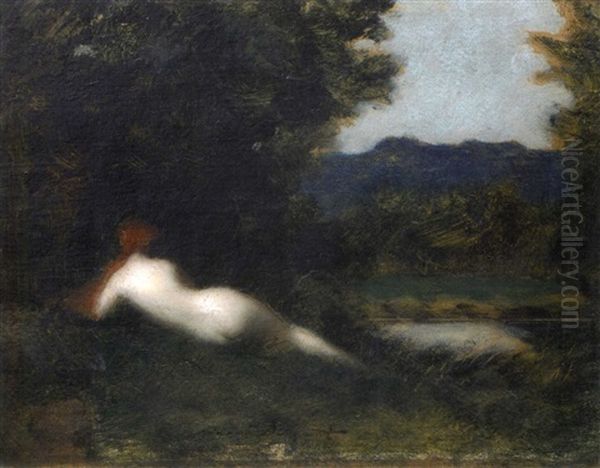 Nu De Dos Dans Un Paysage Oil Painting by Jean Jacques Henner